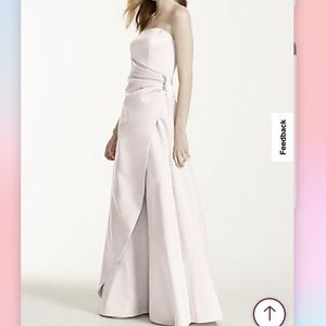 DAVID'S BRIDAL Lilac Satin Gown with Side Drape & Brooch NEW WITH TAG